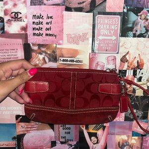 sold RARE * Y2k Red Ruby Mini Coach Monogram Wristlet